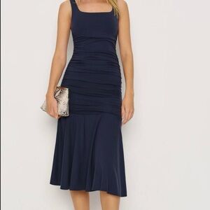 Reformation Kayla Knit Midi Dress in Navy/Midnight